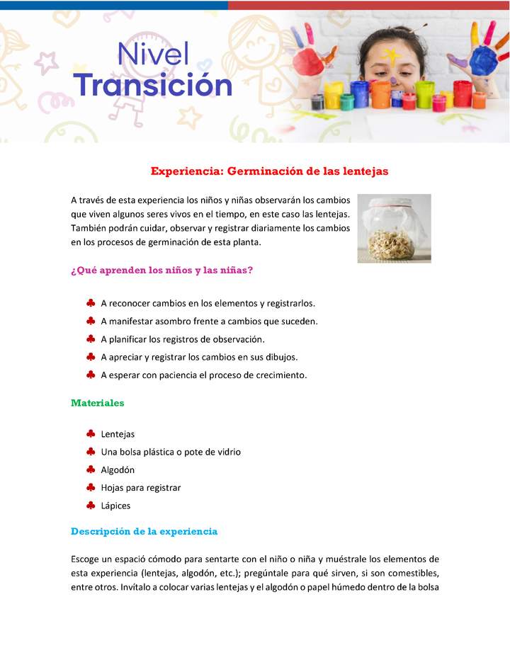 Experiencia Educativa: Germinación de lentejas