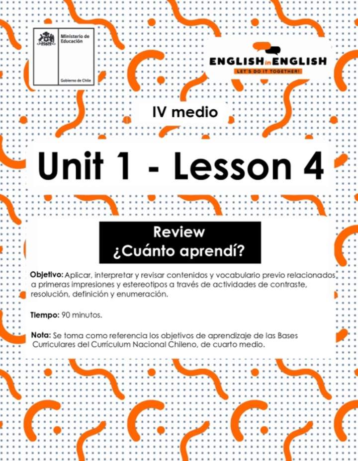 Lesson 4 Inglés 4º medio