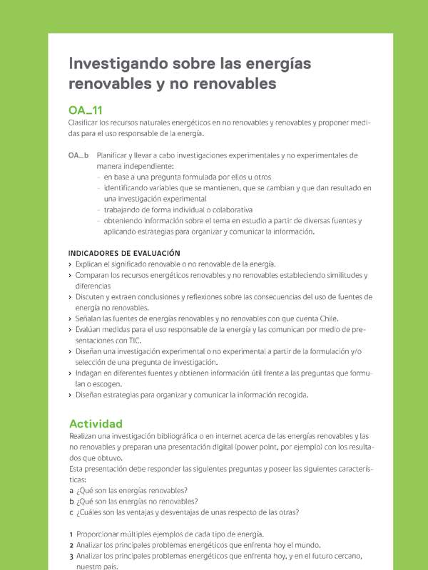 Ejemplo Evaluación Programas - OA11 - Investigando sobre las energías renovables y no renovables