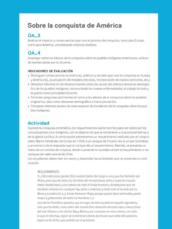 Ejemplo Evaluación Programas - OA03 - OA04 - Sobre la conquista de América