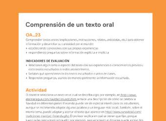 Ejemplo Evaluación Programas - OA23 - Comprensión de un texto oral