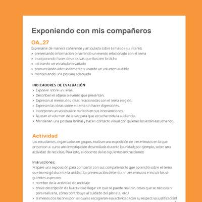 Ejemplo Evaluación Programas - OA27 - Exponiendo con mis compañeros