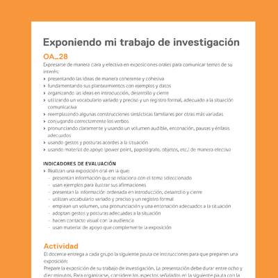 Ejemplo Evaluación Programas - OA28 - Exponiendo mi trabajo de investigación