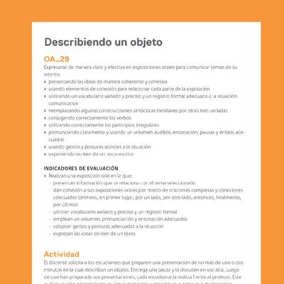 Ejemplo Evaluación Programas - OA29 - Describiendo un objeto