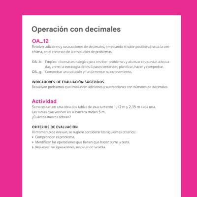 Evaluación Programas - MA04 OA08 - U3 - Operación con decimales