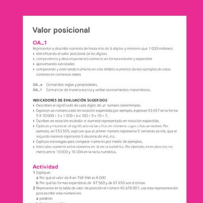 Evaluación Programas - MA05 OA01 - U1 - Valor posicional