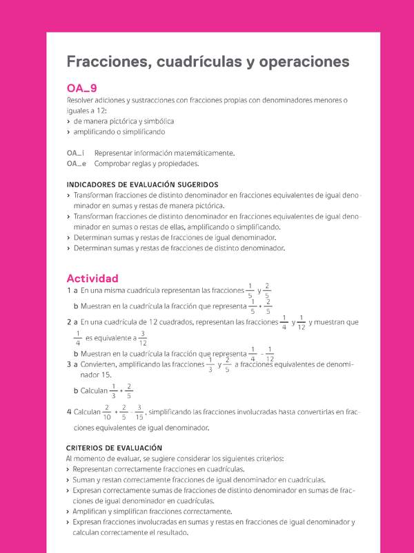 Evaluación Programas - MA05 OA09 - U3 - Fracciones, cuadrículas y operaciones