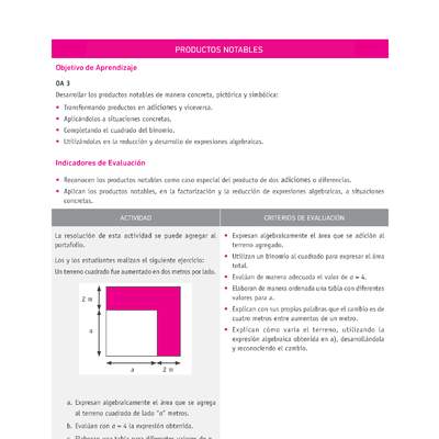 Evaluación Programas - MA1M OA03 - U1 - PRODUCTOS NOTABLES