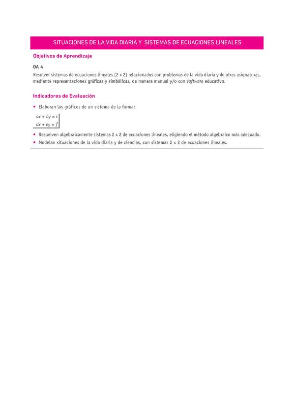 Evaluación Programas - MA1M OA04 - U2 - SITUACIONES DE LA VIDA DIARIA Y  SISTEMAS DE ECUACIONES LINEALES