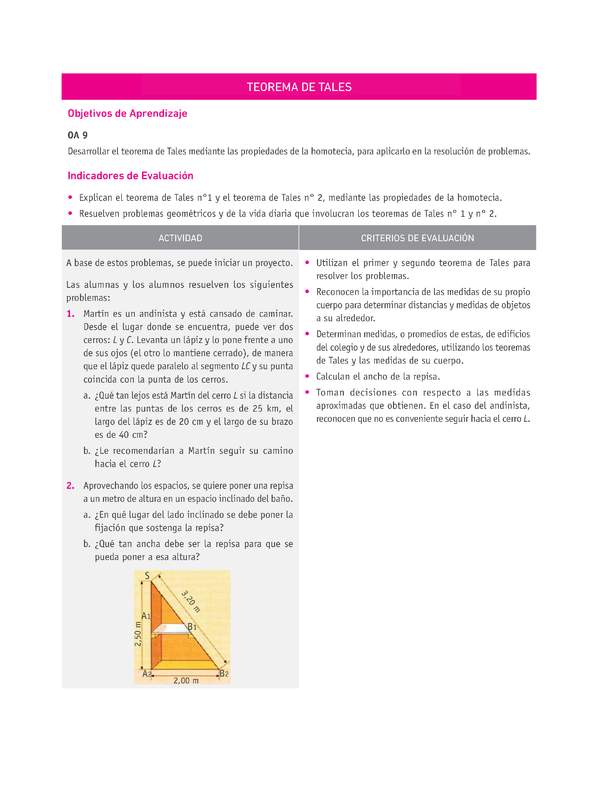 Evaluación Programas - MA1M OA09 - U3 - TEOREMA DE TALES