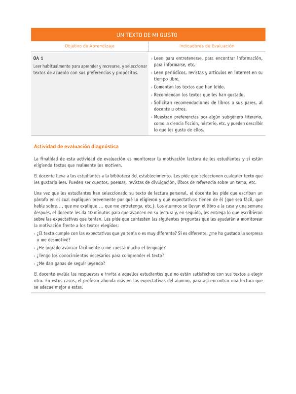 Evaluación Programas - LE07 OA01 - U4 - UN TEXTO DE MI GUSTO