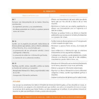 Evaluación Programas - LE07 OA07 - OA14 - OA15 - EL PRINCIPITO