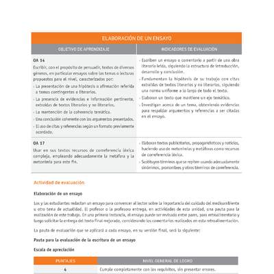 Evaluación Programas - LE1M OA14 - OA17 - U2 - ELABORACIÓN DE UN ENSAYO