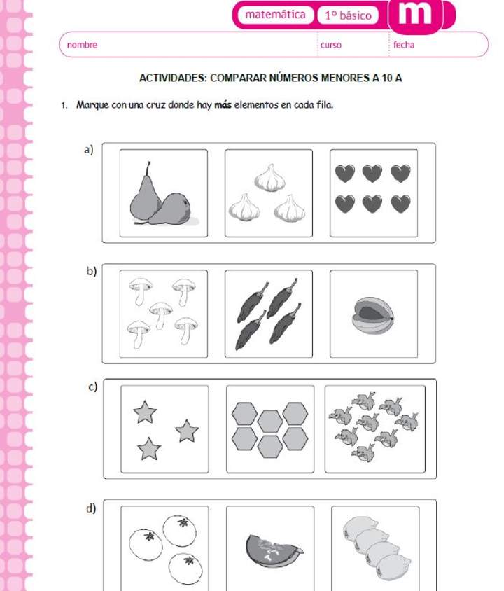 Comparar numeros menores a 10 (I)