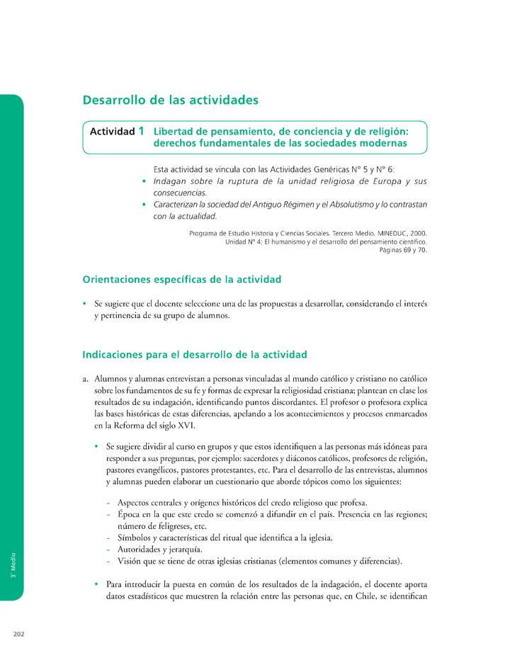 Actividad de Educación Ciudadana: Historia y Ciencias Sociales 3 medio - Libertad de pensamiento, de conciencia y de religión derechos fundamentales de las sociedades modernas