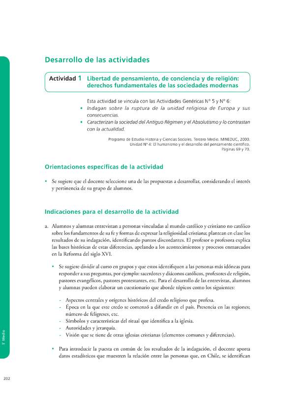 Actividad de Educación Ciudadana: Historia y Ciencias Sociales 3 medio - Libertad de pensamiento, de conciencia y de religión derechos fundamentales de las sociedades modernas