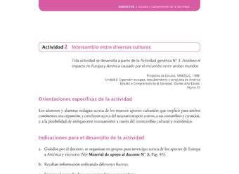 Actividad de Educación Ciudadana: Historia, Geografía y Ciencias Sociales 5º básico - Intercambio entre diversas culturas