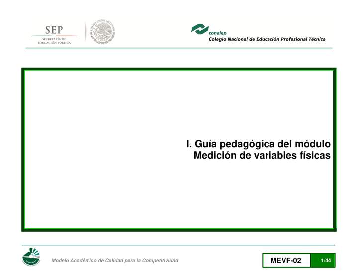 Guía pedagógica del módulo. Medición de variables físicas.