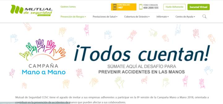 Mutual de Seguridad. Campaña mano a mano 2018. Fichas construcción