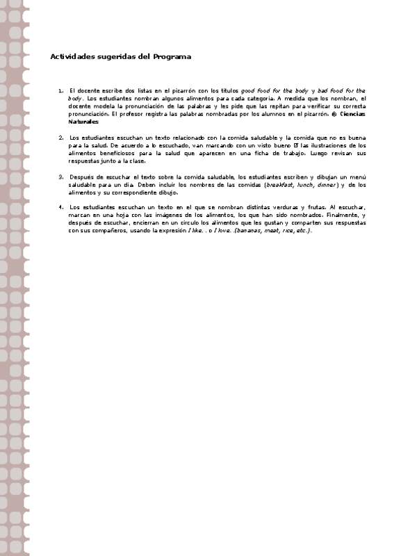 Actividades sugeridas Unidad 1
