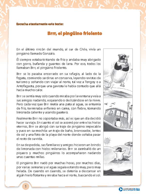 Comprensión de lectura El pingüino