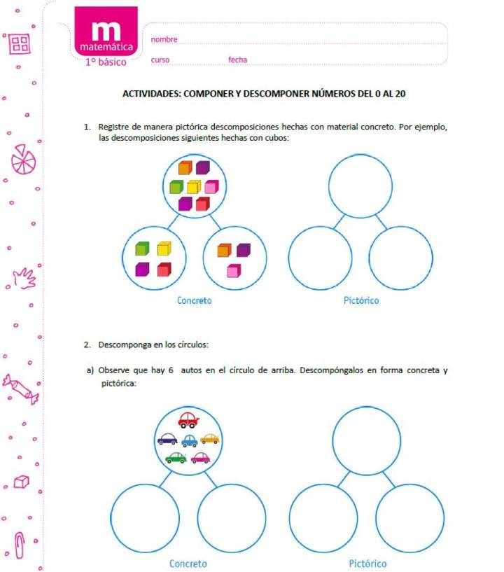 Componer y descomponer cantidad de elementos del 0 al 20