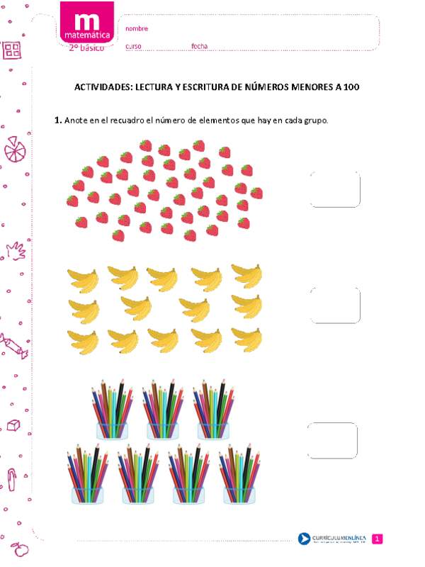 Lectura y escritura de números menores a 100