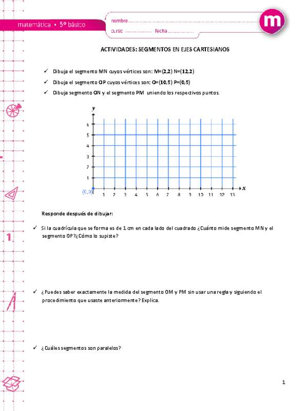 Segmentos en ejes cartesianos