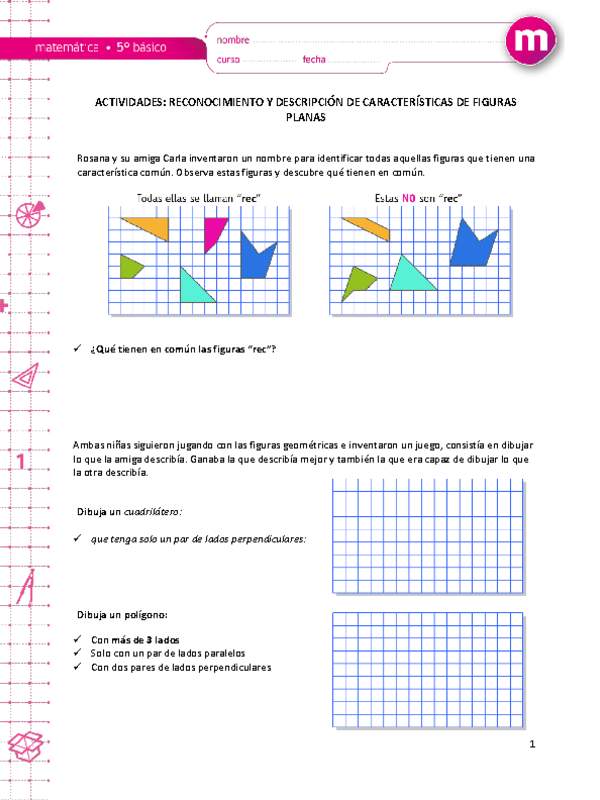 Reconocimiento y descripción de características de figuras planas