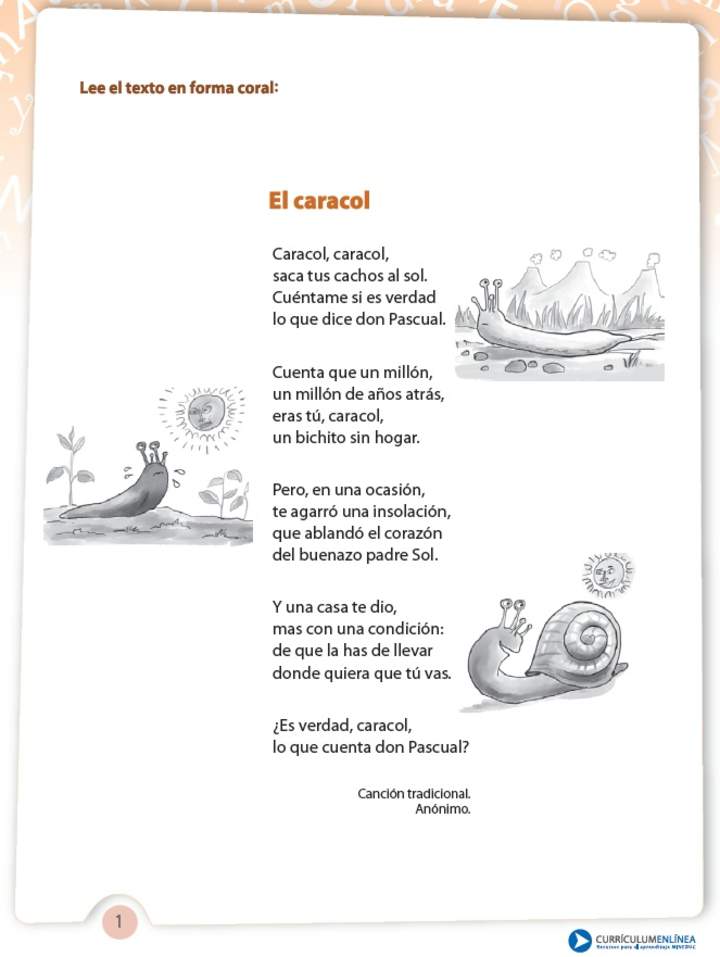 Poema el caracol