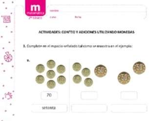 Adiciones y sustracciones utilizando monedas