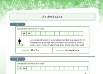 Completar secuencias numéricas y realizar adiciones con ayuda de la cinta numerada