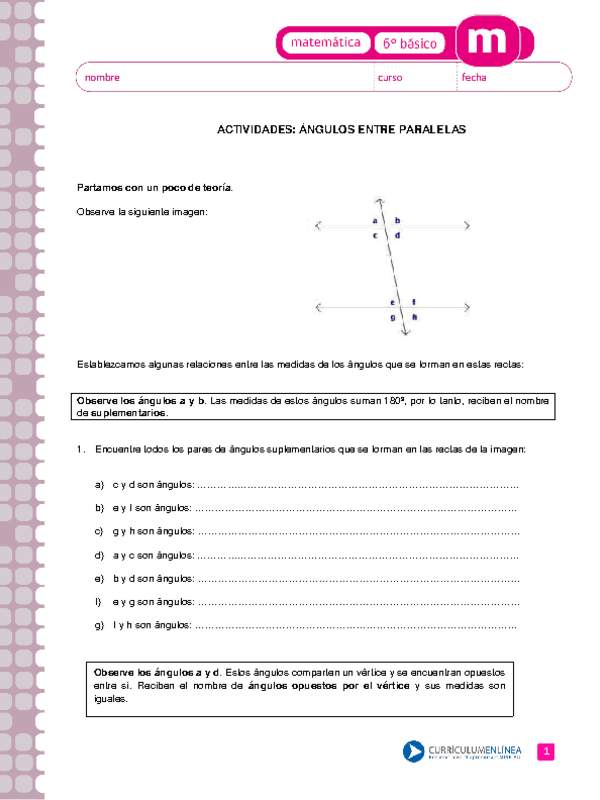 Determinar medida de ángulos entre paralelas