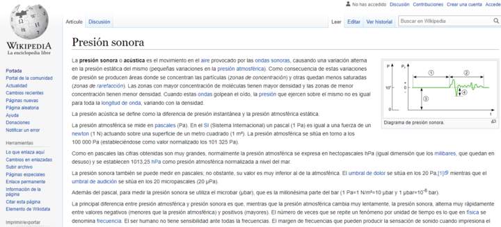 Wikipedia: Presión sonora