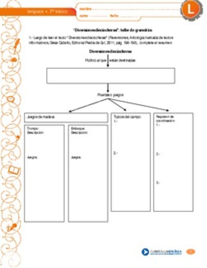 "Diversiones dieciocheras": taller de gramática