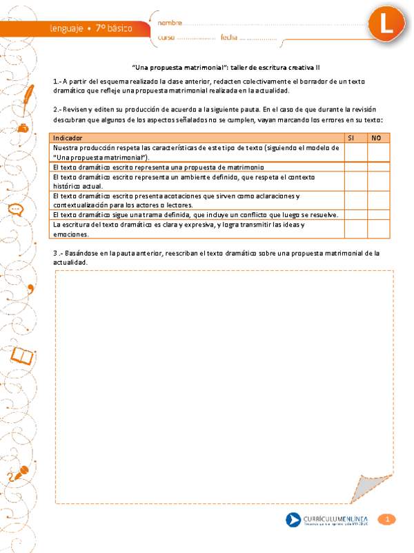 "Una propuesta matrimonial": taller de escritura creativa II