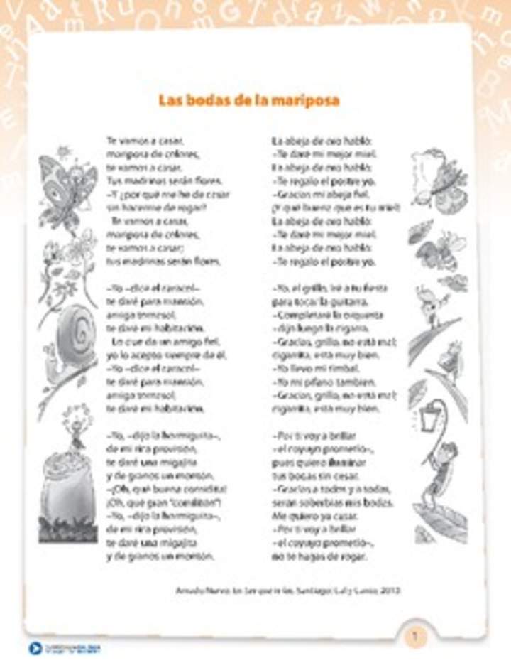 Poema Las bodas de la mariposa