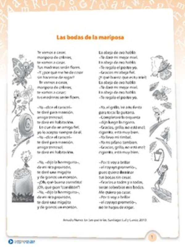 Poema Las bodas de la mariposa