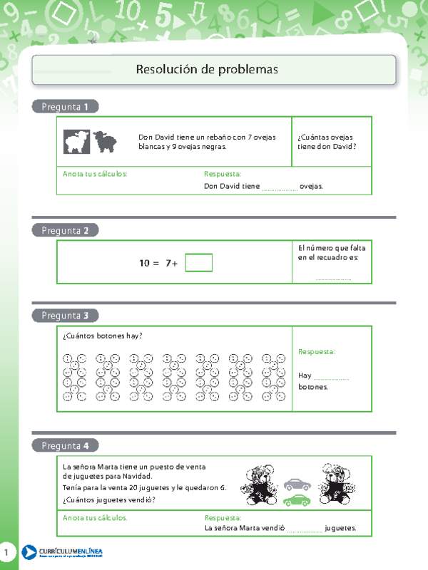 Resolución de problemas de adición y sustracción (I)