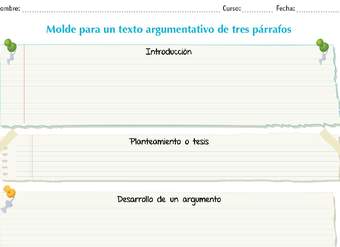 Molde para un texto argumentativo de tres párrafos