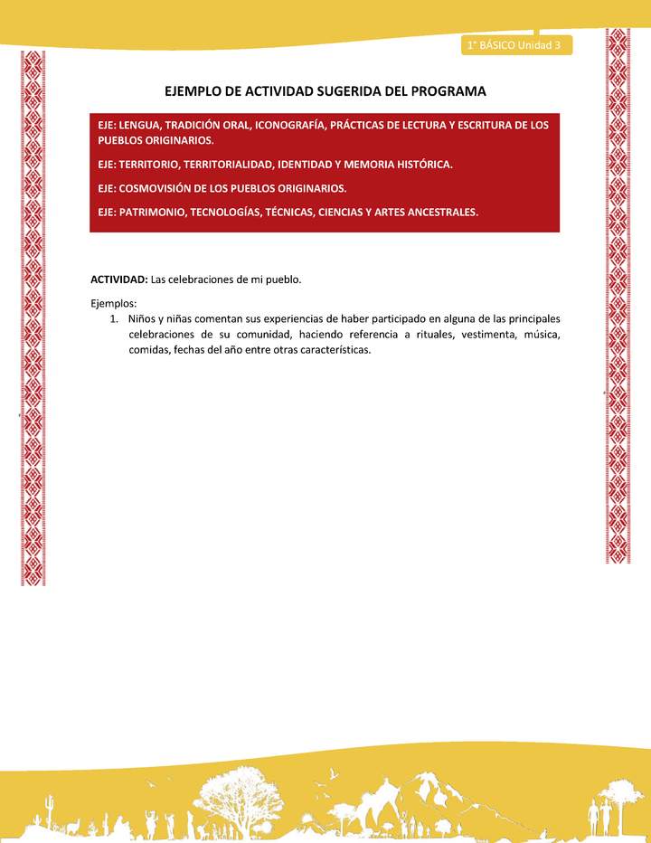 Actividad sugerida: LC01 - Colla - U3 - N°3: Las celebraciones de mi pueblo.