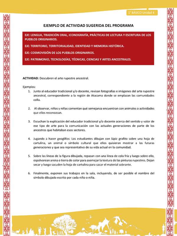 Actividad sugerida: LC01 - Colla - U4 - N°1: Descubren el arte rupestre ancestral.