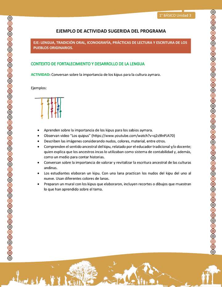 Actividad sugerida LC01 - Aymara - U04- N°08: Conversan sobre la importancia de los kipus para la cultura aymara