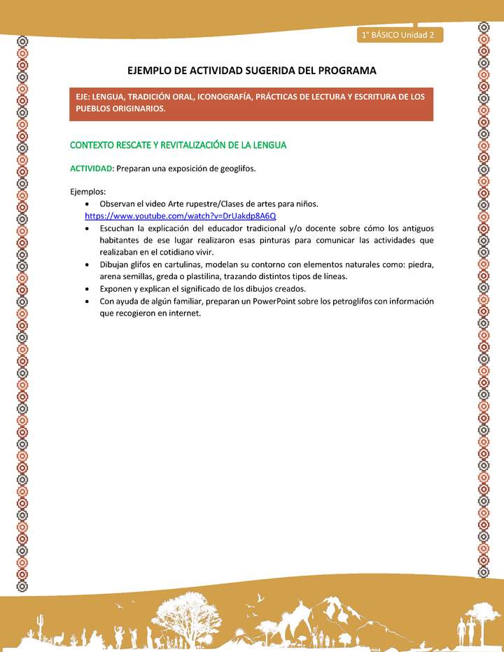 Actividad sugerida LC01 - Aymara - U02 - N°23: Preparan una exposición de geoglifos