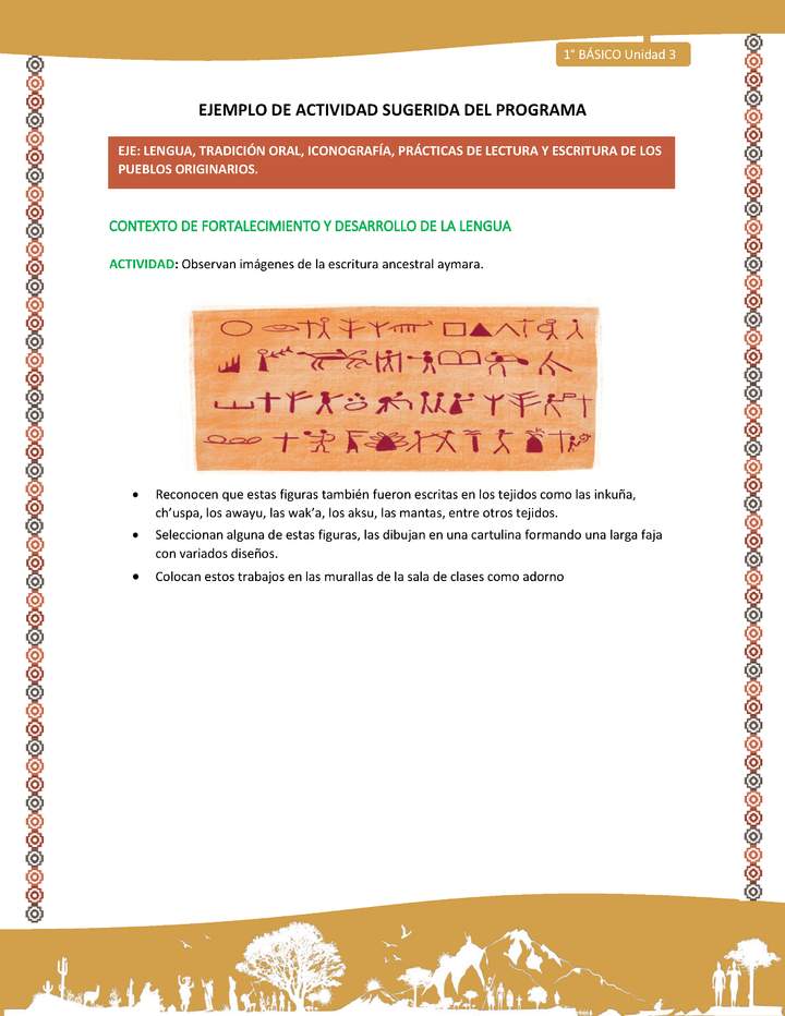 Actividad sugerida LC01 - Aymara - U04 - N°07: Observan imágenes de la escritura ancestral aymara