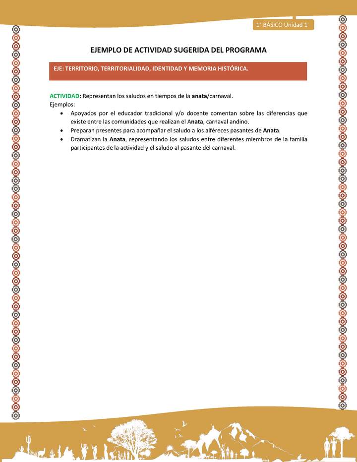 Actividad sugerida LC01 - Aymara - U01 - N°16: : Representan los saludos en tiempos de la anata/carnaval
