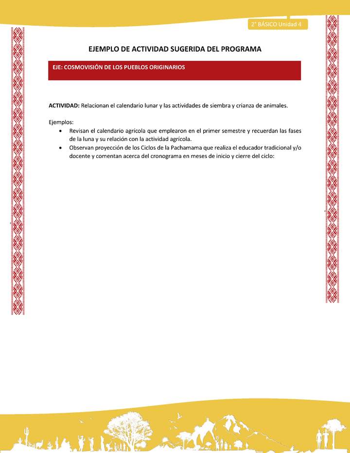 Actividad sugerida: LC02 - Colla - U4 - N°3: Relacionan el calendario lunar y las actividades de siembra y crianza de animales.