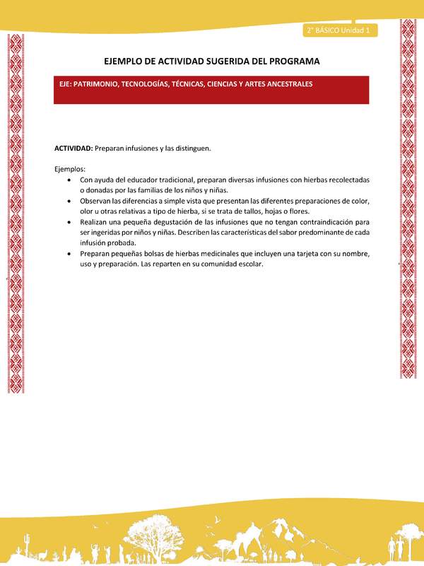 Actividad sugerida: LC02 - Colla - U1 - N°10: Preparan infusiones y las distinguen