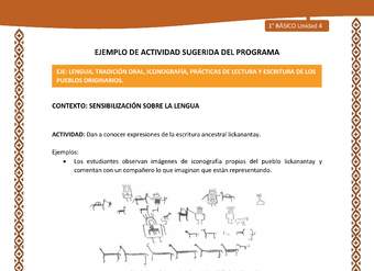 Actividad sugerida: LC01 - Lickanantay - U4 - N°1: DAN A CONOCER EXPRESIONES DE LA ESCRITURA ANCESTRAL LICKANANTAY.