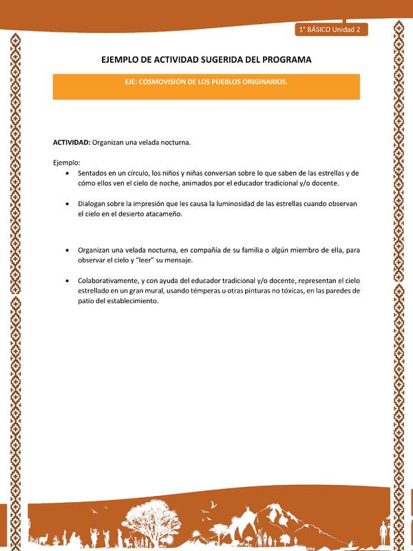 Actividad sugerida: LC01 - Lickanantay - U2 - N°7: ORGANIZAN UNA VELADA NOCTURNA.